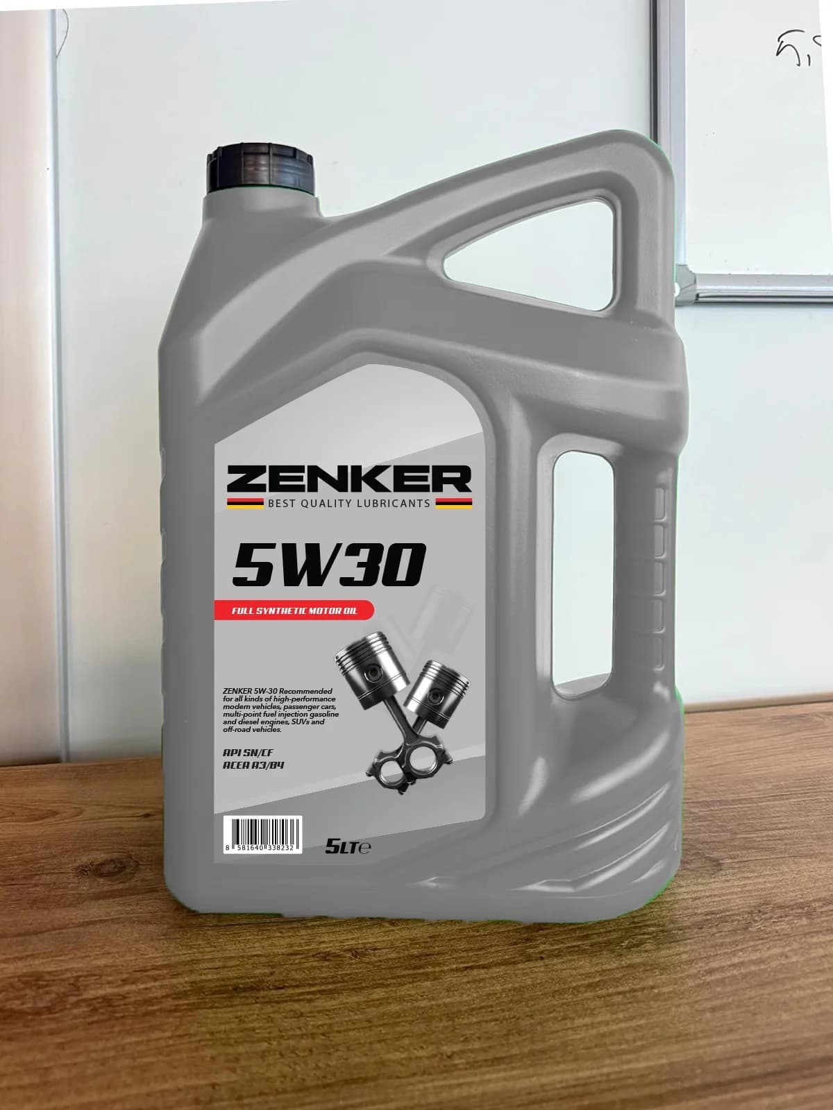 Zenker 5W-30 tam sentetik motor yağı 5 litre gri bidon ambalaj